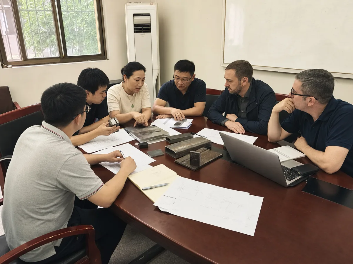 International customers discussing specifications with the RLB Steel team