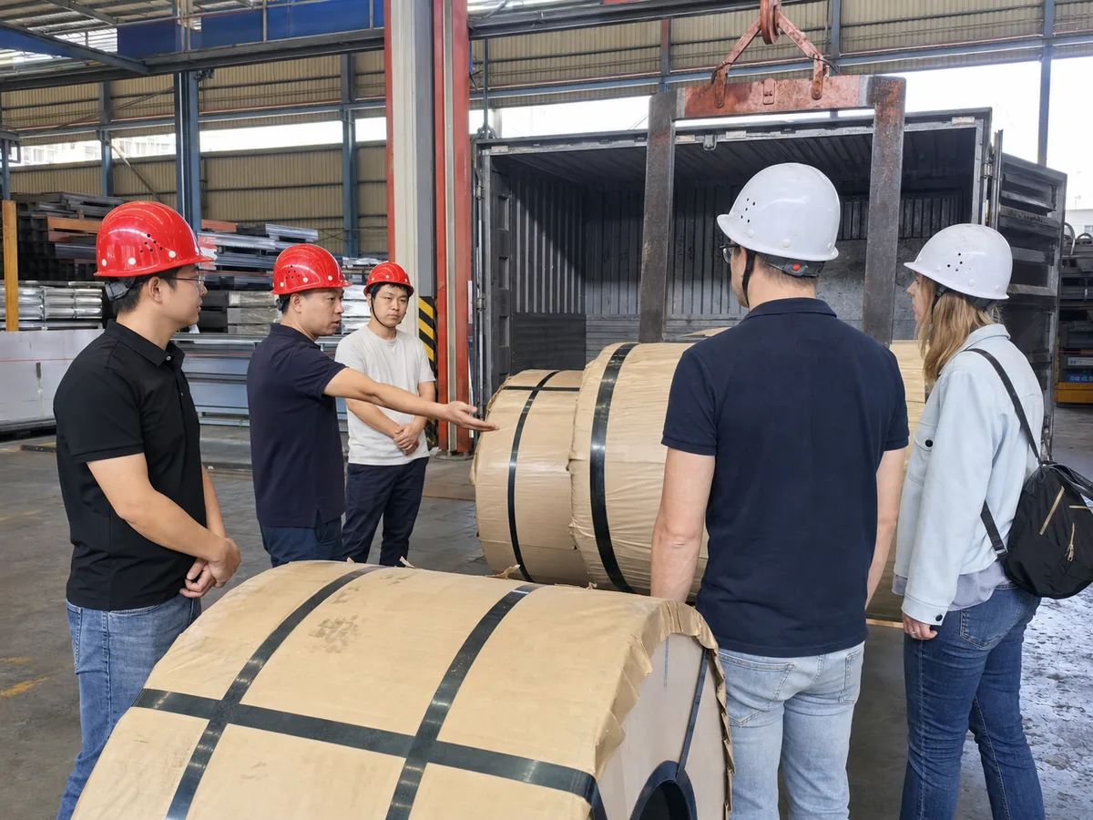 Customers visiting the export packaging and loading area