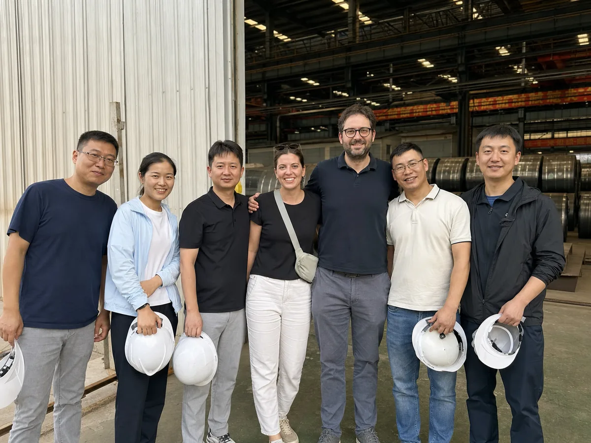 RLB Steel team with international customers after a factory visit