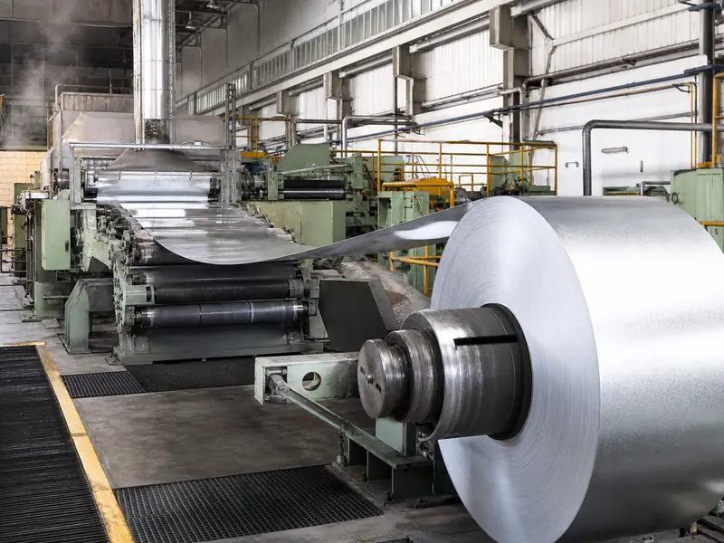 Continuous hot-dip galvanizing line producing zinc-coated steel coil