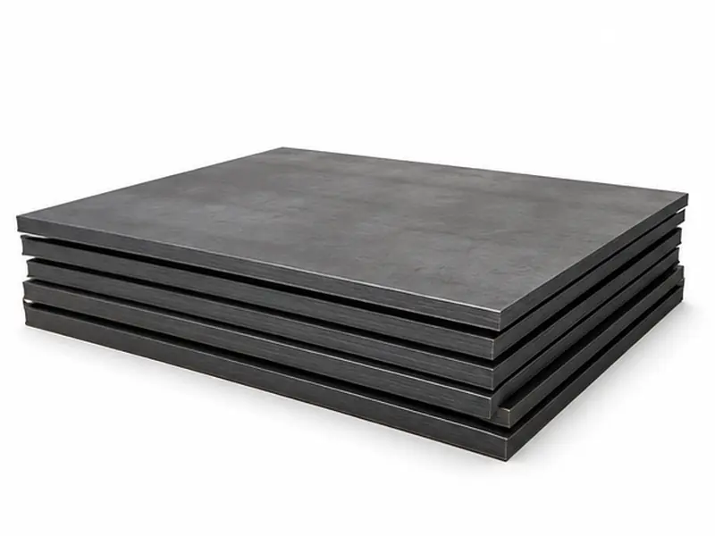 Carbon steel sheets and plates on white background