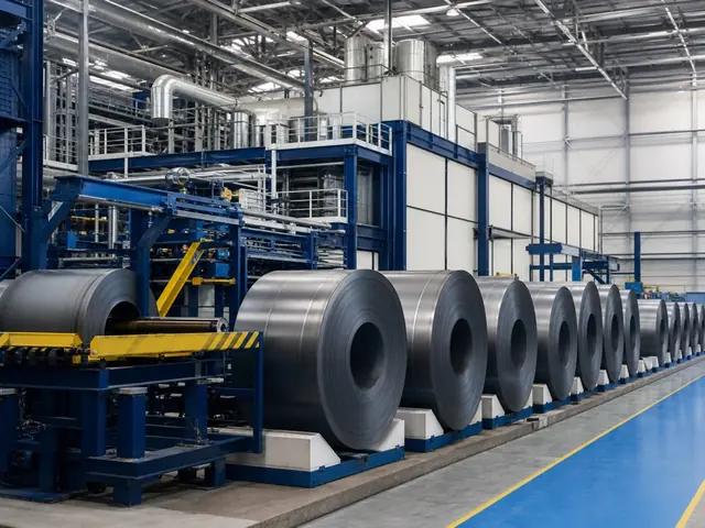 Steel coil production line inside the RLB Steel factory