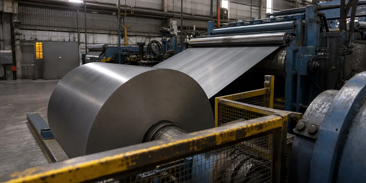 Cold-rolled carbon steel coil on a surface inspection line