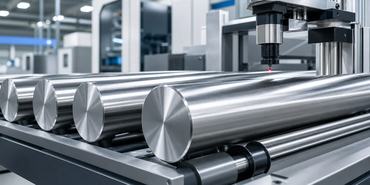 Stainless Steel Threaded Bar product display — stainless steel bar undergoing controlled surface finish inspection
