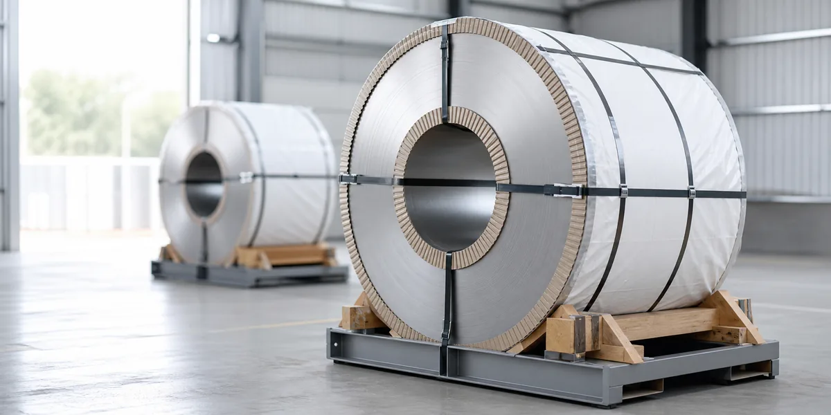 430 Stainless Steel Coil product display — stainless steel coil secured with export-ready protective packaging